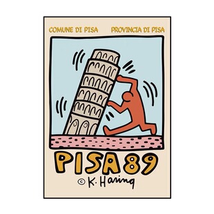 Keith haring凯斯哈林挂画波普风潮流创意壁画抽象涂鸦艺术卧室画