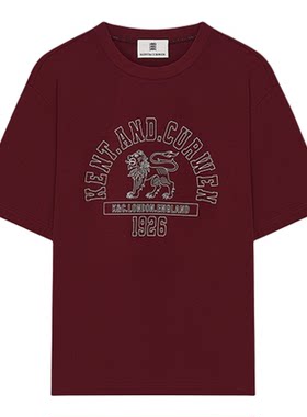 肯迪文英伦印花宽松纯棉短袖T恤