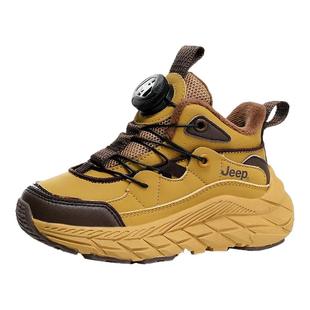Jeep男童棉鞋秋冬2025新款儿童二棉运动鞋加绒皮面防水保暖户外鞋