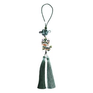 新款流苏醒狮中国风国潮国风汽车中国结挂件金属吊坠狮子室内装饰