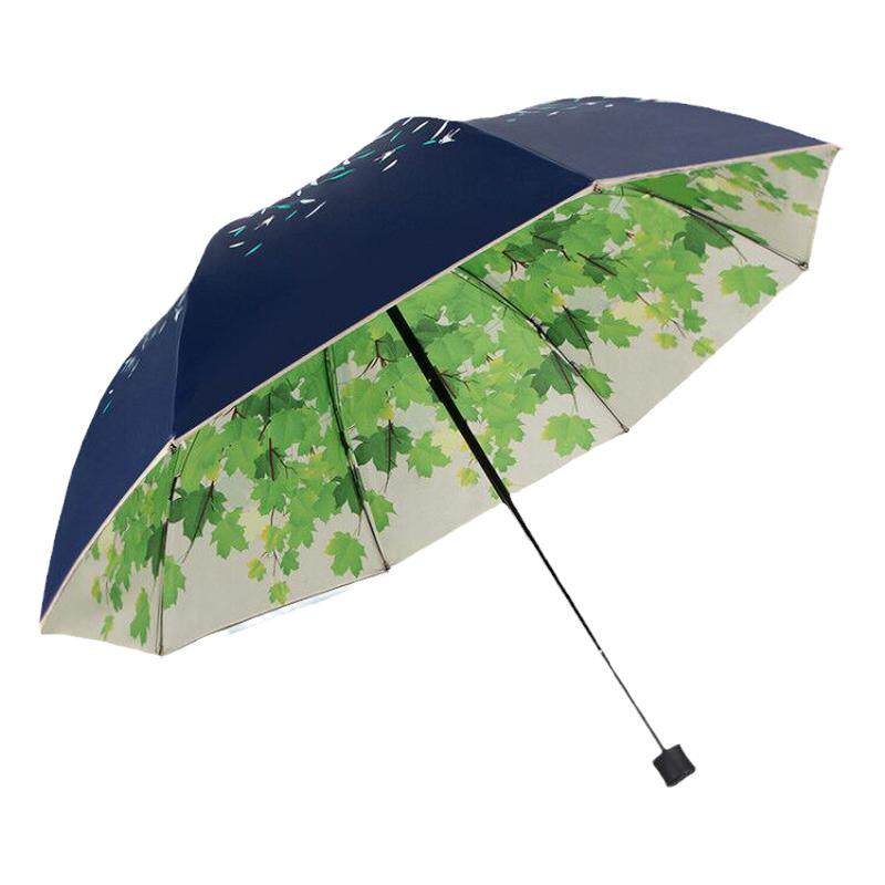天堂伞遮阳伞防紫外线女小清新黑胶双层防晒太阳伞晴雨伞折叠两用