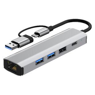 坝美USB type-c双头扩展坞USB3.2有线千兆网口手机平板笔记本usb hub分线器PC台式机电脑集线器8152b芯片