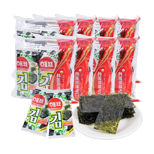 韩国进口干紫菜海牌烤海苔原味海产品即食海苔2g*48袋休闲零食