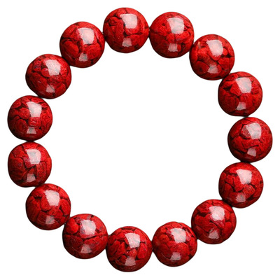 聚恒阁朱砂【透光晶体砂手串】本命年圆珠素圈朱砂晶体砂手链