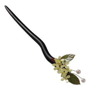 黑檀木发簪女盘发复古典发饰头饰簪子古风古典发钗素娥·全花木簪