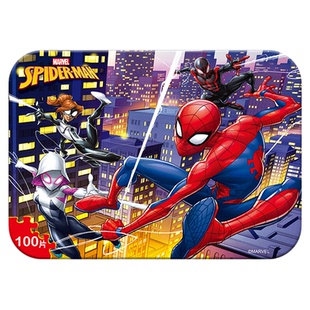 漫威蜘蛛侠铁盒拼图儿童益智木质60块100片3到6岁男孩玩具礼物