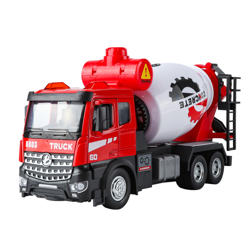 1:18工程车8803A遥控多功能声光可开门工程搅拌车声光合金模型车