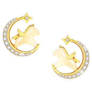 中国黄金央创2026马年本命年小马耳钉女纯银耳饰本命年礼物礼925