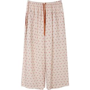 夏季凉感 100%人棉 原创小鹿印花 冰丝八分裤 睡裤 朵朵可可