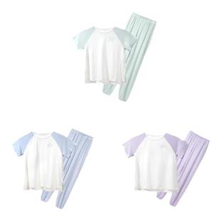 【特惠】likeuu儿童睡衣男女童莫代尔家居服套装夏款薄空调服