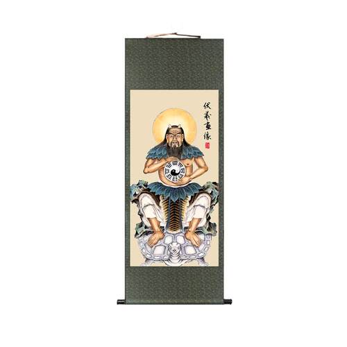 神像画伏羲八卦画像古代易更三圣图伏羲周文王孔子挂画像易经国学