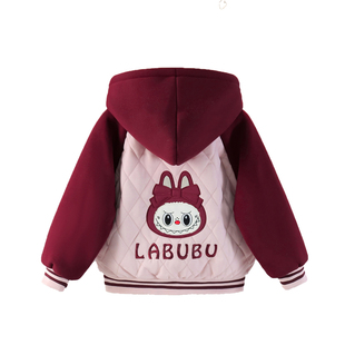 女童加绒外套25秋冬装儿童夹棉连帽上衣薄款棉服中厚棉袄