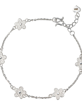 吴越老银铺纯银桃花笺手链