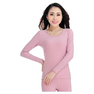雪竹内衣秋冬竹棉拉毛竹纤维打底磨绒保暖秋衣秋裤女士套装13772