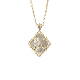 宫廷歌剧院大号Opera菱形四叶草项链女镀18k金拉丝珐琅镶钻锁骨链