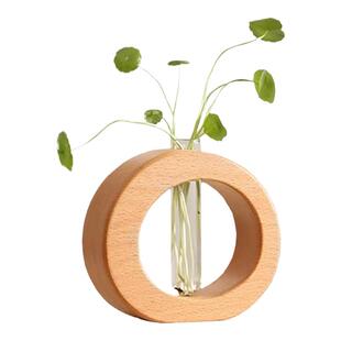 原木北欧INS风创意水培鲜花干花花瓶插瓶植物架花器摆件玻璃试管