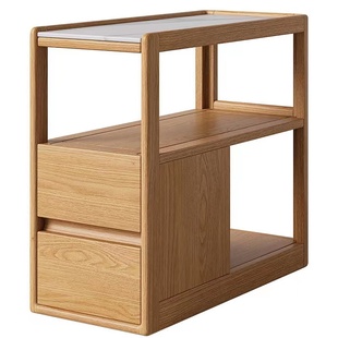 网红简约迷你沙发侧边柜北欧可移动实木边几客厅轻奢岩板橡木茶桌