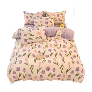 猫人冬季加厚牛奶绒被套单件双面加绒被罩珊瑚法兰绒被单四件套