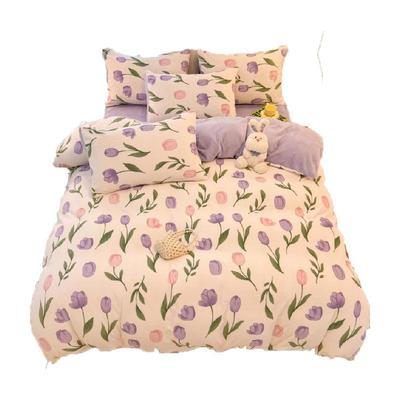 猫人冬季加厚牛奶绒床上用品