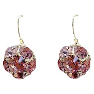 高级感祖母绿水晶球耳环法式耳扣女2025年新款满钻耳坠气质耳饰