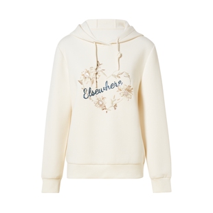 ELSEWHERE珂思【商场同款】重工刺绣上衣减龄连帽卫衣女秋