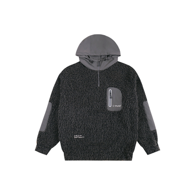 ATRY重磅拼色绒毛外套男款连帽秋冬新款潮牌休闲宽松户外美式卫衣