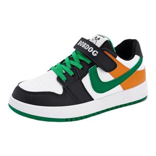 巴布豆童鞋男童休闲板鞋春秋皮面防水儿童鞋子女童运动鞋2025新款