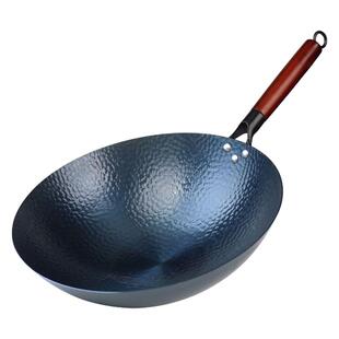 老式锻打熟铁锅章丘同款炒锅无涂层家用不粘锅圆底炒菜锅已开锅