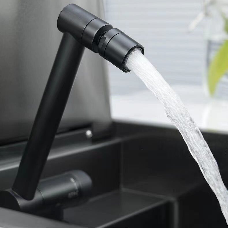 隐藏式智能静音不锈钢盖板盆厨房水槽吧台岛台水槽折叠水龙头单盆