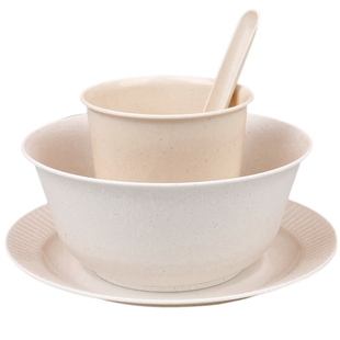 350ml白色稻壳一次性餐具碗筷套装加厚家用过年酒席高档结婚饭店