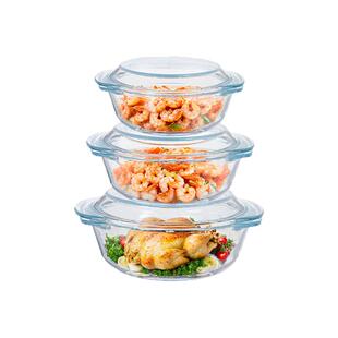 带盖高硼硅玻璃碗耐高温透明锅家用汤煲微波炉专用器皿鸡蛋羹蒸碗