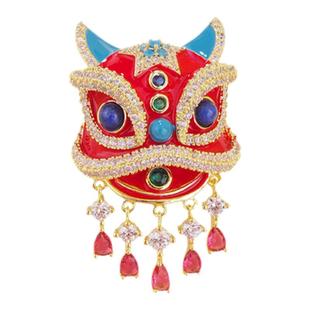 国潮醒狮胸针女高端精致时尚中国风配饰品胸花衣服别针新年礼物男