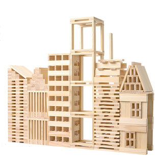 卡普乐小木条阿基米得积木原木拼搭构建儿童益智玩具3到6岁男孩子