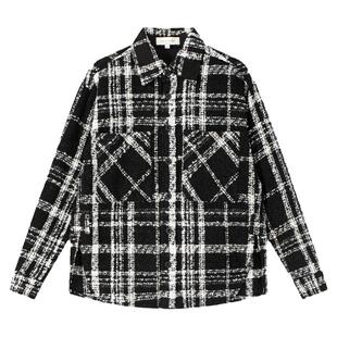 CLIMAX VISION黑白格粗花呢编织小香风衬衫外套男女同款休闲夹克