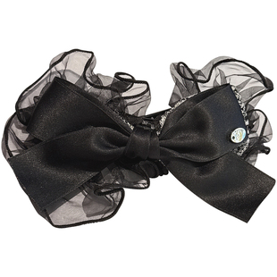 显发量蓬松显脸小网纱大蝴蝶结抓夹鸭嘴夹横夹女半扎发头饰发抓