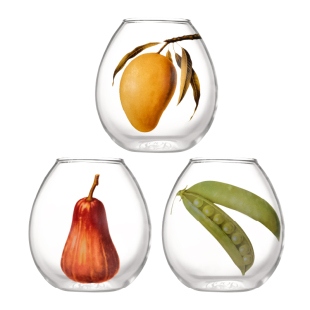 HooBin 丰收系列蛋形牛奶杯子 莲雾芒果豌豆蔬果图案玻璃透明异形