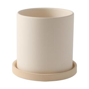 简约素烧陶瓷花盆绿萝多肉盆栽白色粗陶土盆兰花大号口径带托盘