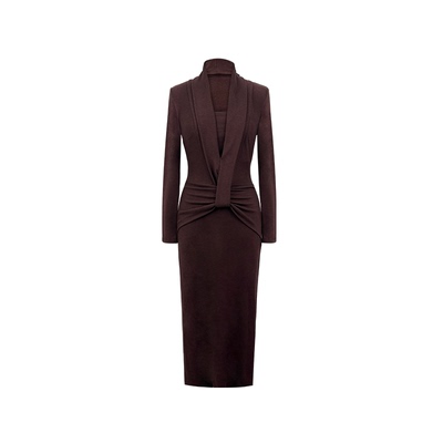 B-babes【微醺晚宴】胖mm大码绝美法式加绒收腰气质高级连衣裙女