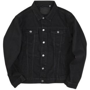 IDLT 修身牛仔夹克 黑色牛仔衣 水洗工装外套 机车男女街头潮 ins