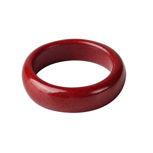 旗舰店朱砂戒指女款原矿素圈红指环男款小众尾戒对戒款食情侣指戒