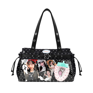 演唱会藏灯牌暗格痛包娃包黑色通勤单肩小众可爱托特包包大容量女