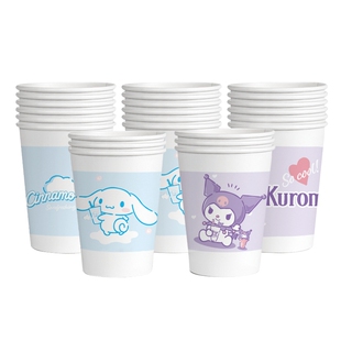 宜洁三丽鸥一次性纸杯手套家用加厚可乐水杯子纸盘纸碗独立装筷子