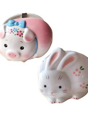 小猪兔子盘香蚊香器摆件插花瓶