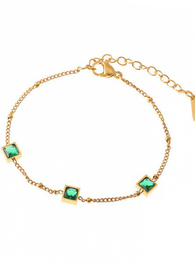 小众原创绿色锆石钛钢转运珠手链