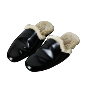 莫人2025秋冬新款羊毛包头拖圆方头黑色百搭经典高極时髦精苾备