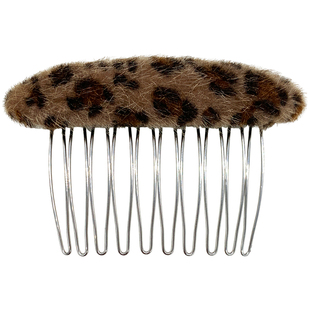 韩系毛绒豹纹发卡倒插梳发夹齿梳2025年新款侧边刘海夹公主夹头饰