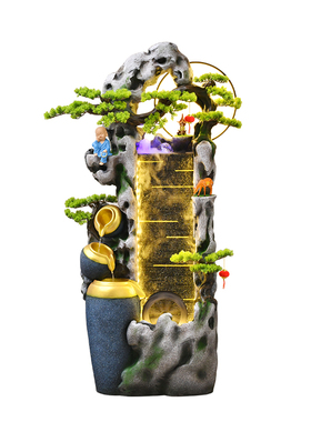 客厅新中式风水轮鱼缸乔迁开业礼