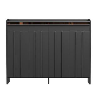 三梦全实木鞋柜家用门口中古风入户鞋柜收纳柜一体靠墙门外走廊柜