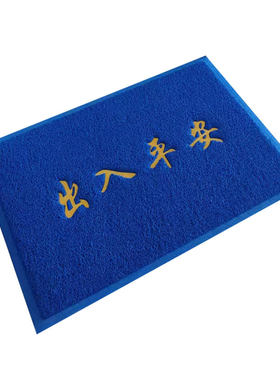 蓝色进门口地垫丝圈入户门防滑垫蹭脚垫大门口除尘地毯厨卫门垫