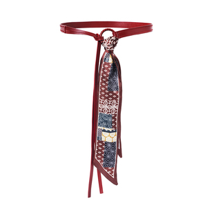 红色丝巾腰带女美式复古配牛仔裤高级感系带腰绳配饰细皮带配裙子